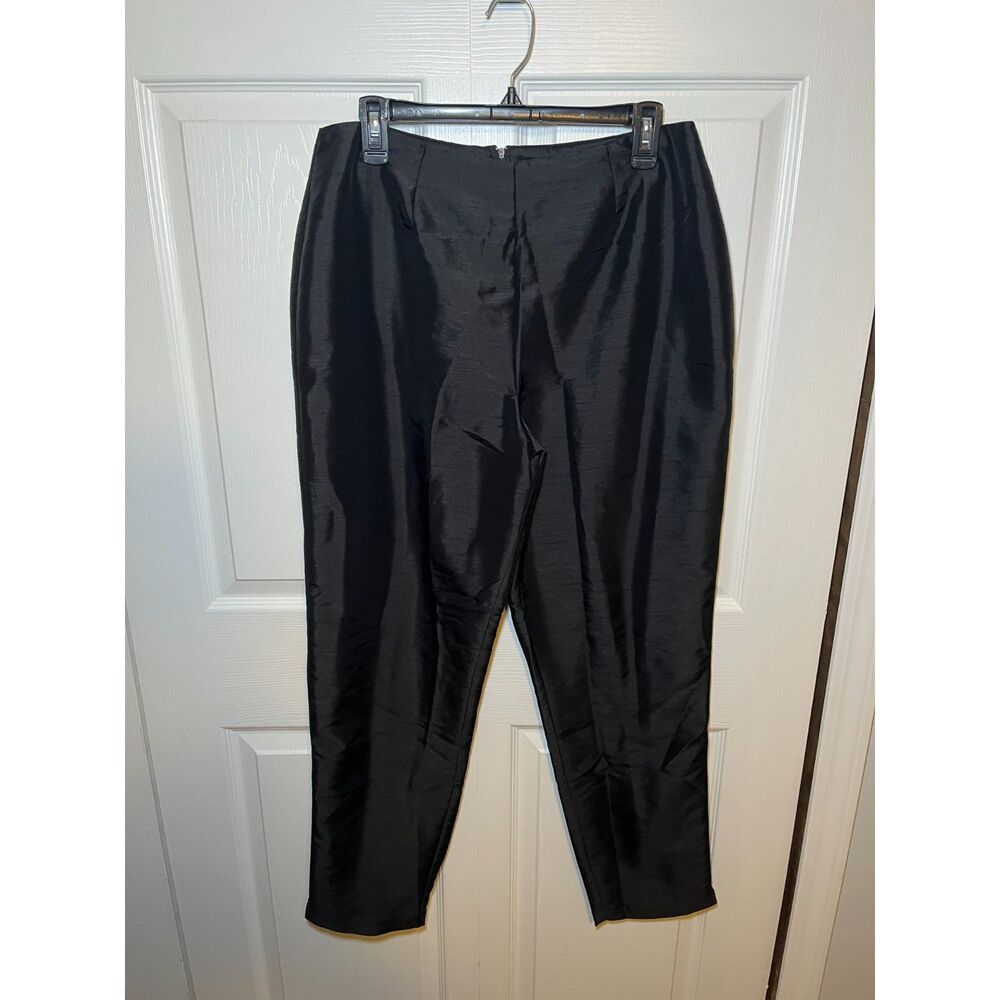 Ilyza New York Black Satin Look Tapered Dress Pants Women's Size 14